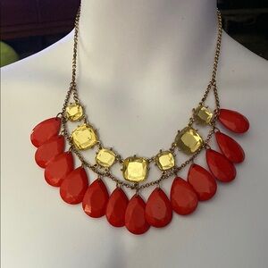 VTG Y2K Red and Yellow Teardrop Necklace